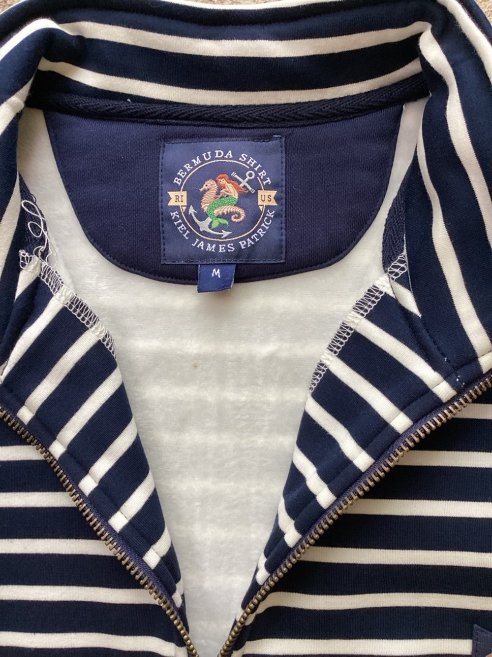 KJP Newport Regatta 1/4 Zip Pullover M Blue White Stripe Flag Brand Logo - Picture 3 of 8